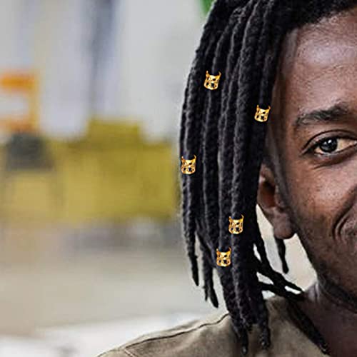 LEBQ 50 Pieces Aluminum Dread Locks Adjustable Metal Cuffs Dreadlocks Beads Braiding Hair Decorations (Gold)