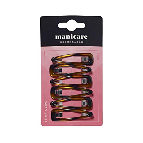Manicare 6 Snap Clips, Tortoiseshell Sleepies, Snag Free, Non-Slip Hair Grips, Metal Hair Barrettes, Hair Accessories, Beauty Accessory, Hair Sli