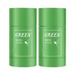 Green Tea Cleansing Mask Stick,2 Pack Blackhead Remover Mask Stick,Purifying Clay Stick,Anti-Acne Oil Control & Clean Pores for All Skin Types Wo