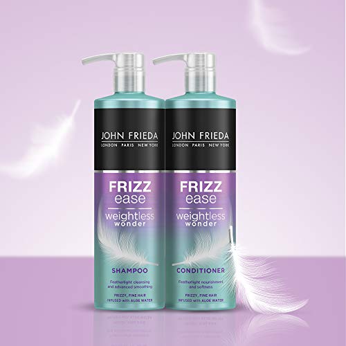 John Frieda Frizz Ease Weightless Wonder Shampoo and Conditioner Duo Pack 2 x 500ml, Lightweight Shampoo and Conditioner for Frizzy Hair, Anti-Fr