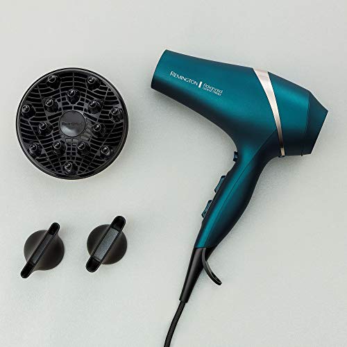 Remington Advanced Coconut Therapy Hair Dryer - 2300 W Hairdryer with Diffuser and 2 Concentrators Infused with Micro Conditioners - AC8648, Jade