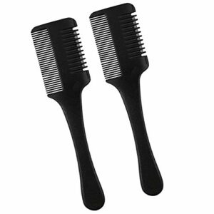 2 PCS Hair Cutter Comb Hair Razor Comb Double Edge Thinner Comb for Salon Home Hair Cutting Styling (Black)