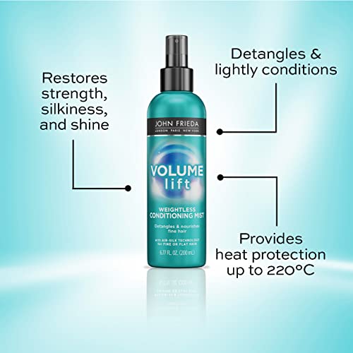 John Frieda Volume Lift Lightweight Conditioning Mist 200 ml, Leave-in Spray Detangling Conditioner for Flat Hair
