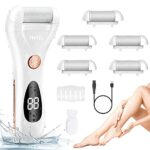Electric Foot Callus Remover Hard Skin-Rechargeable Waterproof Tools Callus Shaver Pedicure kit for Cracked Heels and Dead Skin with 5 Replacemen