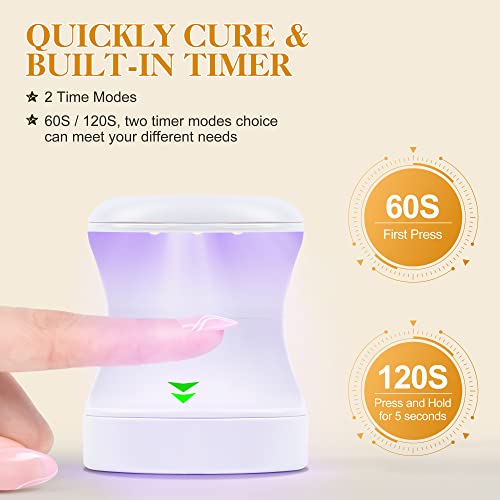 Gelike ec Nail Tips and Glue Gel Kit SHORT ALMOND Nail Tips for Gel Extensions 240PCS, Soft Gel Full Cover Nail Tips, 6 In 1 Nail Glue UV, Mini U