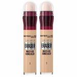Maybelline Instant Anti Age Eraser Eye Concealer, Dark Circles and Blemish Concealer, Ultra Blendable Formula, 01 Light, Duo Bundle