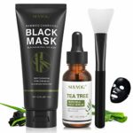 Blackhead Peel Off Face Mask, SHVYOG 3-in-1 Blackhead Remover Charcoal Mask with Brush & Tea Tree Serum, Purifying Deep Cleansing Black Mask for