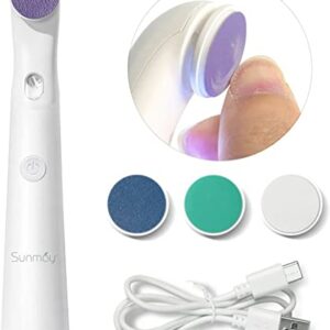 SUNMAY Electric Nail Files and Buffer Set, Professional Drill Machine for Women Natural Gel Nails Toenails Salon with 4 Buffing Emery Board, Rech