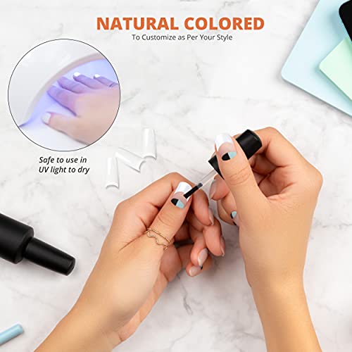 Fake Nails Tips - Natural Colour - 10 Sizes Pack of 500 – Half Cover Acrylic Nails for Women & Girls - Smooth and Lightweight Oval False Nails Se