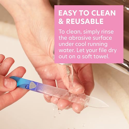 Glass Nail File with Case, Czech Glass Fingernail Files, Manicure Nail File for Natural Nails, Expert Precision Filing + Smooth Finish - Bona Fid