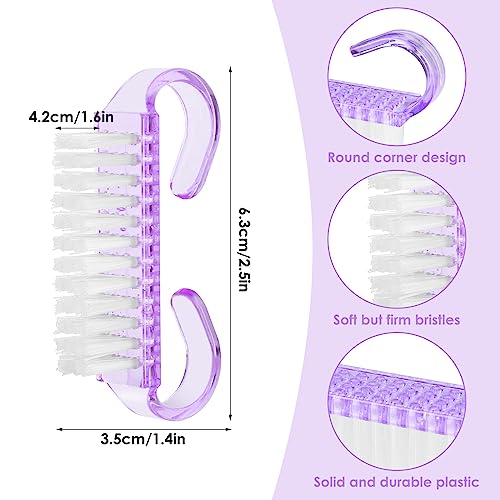 8 Pcs Nail Cleaning Brush with Handle Grip, Fingernail Scrub Cleaning Brushes Manicure Dust Brush Pedicure Scrubbing Tool for Toes and Nails, Hom