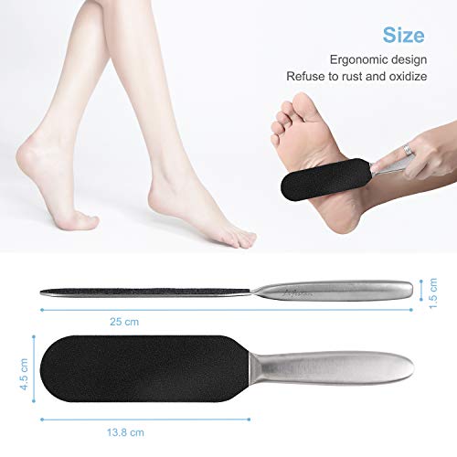 Pedicure Foot File and Callus Remover for Hard Skin Professional, Stainless Steel Foot Rasp File with Ten Free Refill Grits Double-Sided Replacem