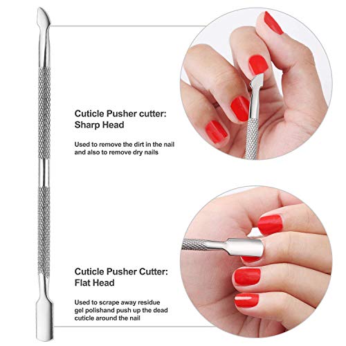 Cuticle Nippers and Cuticle Pusher Manicure Tools Set - Professional Nail Cuticle Remover Cutter Clippers Tool for Gel Nail Art Fingernails Toena