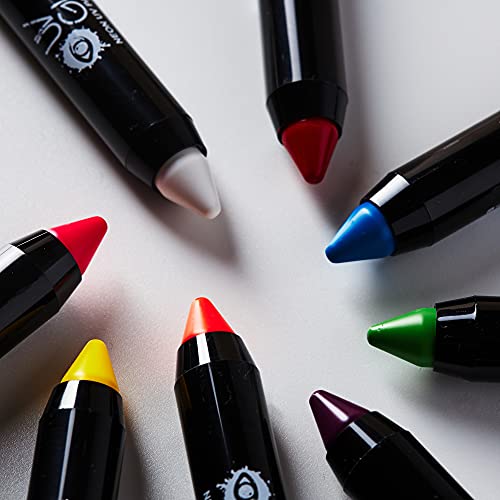 Neon Face Paint Stick by UV Glow - Genuine and original UV Glow product - glows brightly under UV Light! (Set of 6)