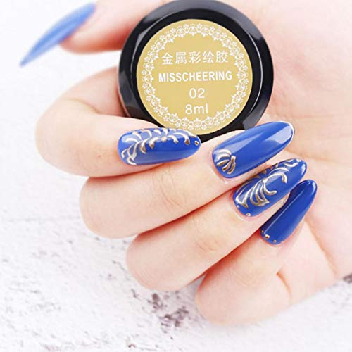 Nail Painted Gel, 8ml Nail Gel Polish, Metallic Nail Art UV Varnish Lacquer, Manicure Gel for Drawing Lines and Color Painting, UV Gel for Home D