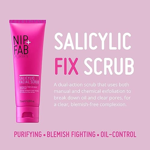 cNip + Fab Salicylic Acid Fix Scrub for Face with Vitamin E and Volcanic Rock Exfoliating Facial Cleanser Exfoliant for Pores and Oil Control, 75
