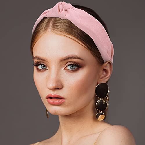 Sibba 2 PCS Headbands Tiaras Birthday Crown Black Twist Knotted Knot Vintage Headwraps Accessories Elastic Hair Bands Thick Plastic Velvet Big He