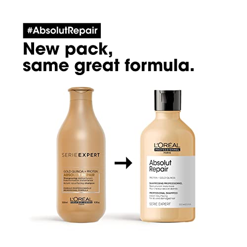 L’Oréal Professionnel | Shampoo, With Protein And Gold Quinoa for Dry And Damaged Hair, Serie Expert Absolut Repair