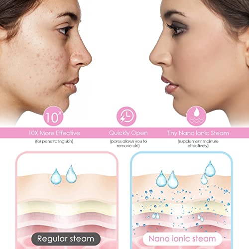 Facial Steamer, 3-in-1 Portable Warm Mist Face Steamer, Newest 10X Penetration Nano Ionic Facial Steamer for Women Moisturizing for Home SPA Clea