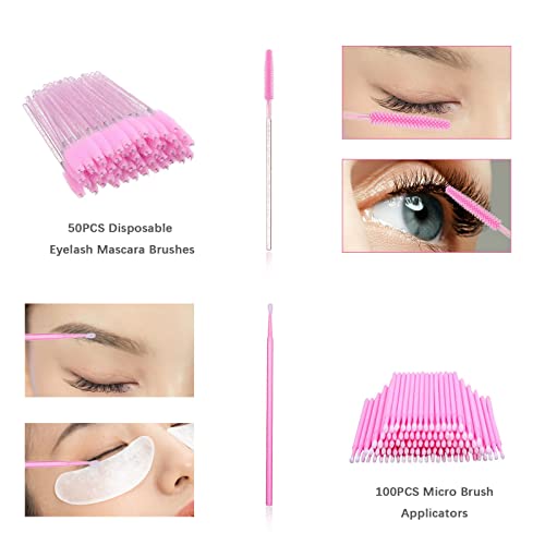 Aussido 159 PCS Eyelash Fan Set Lash Fan for Eyelash Extension Dryer, Lash Shampoo Brushes,Plastic Wash Squeeze Bottle,Disposable Eyelash Mascara