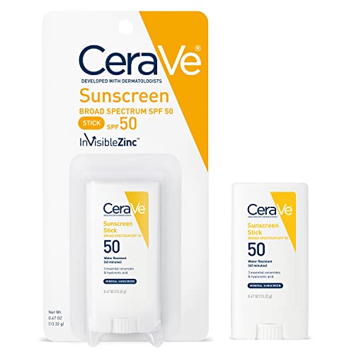 CeraVe Sunscreen Stick SPF 50 0.47 oz with Zinc Oxide, Hyaluronic Acid and Ceramides for Broad Spectrum Sun Protection