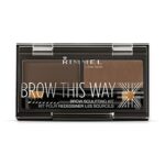 Rimmel London Brow This Way Eyebrow Powder Sculpting Kit, Groomed Finish and Ultimate Precision with Duo Compact Formula, Dark Brown