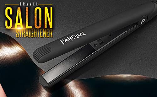 FARI Travel Mini Hair Flat Iron 1/2 Inch Ceramic Tourmaline Hair Straightener with Travel Bag Dual Voltage Travel Iron for Worldwide Use Temp 180