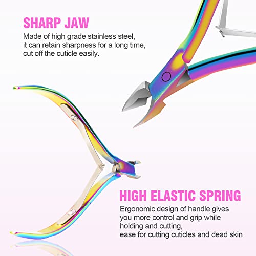 Acrylic Nail Clipper 5 in 1 Kit with Glass Nail File, Cuticle Trimmer Nipper and Cuticle Pusher Nail Gel Polish Remover, Stainless Steel Professi