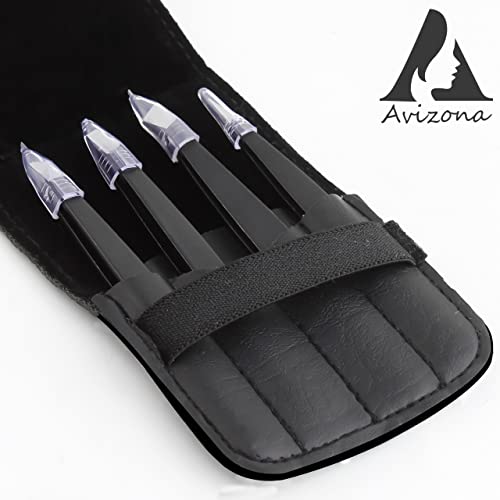 Avizona Set of 4 Precision Tweezers for Facial Hair Women & Men Professional Eyebrow Tweezers for ingrown Hair Black Color Coated tweezer Set wit
