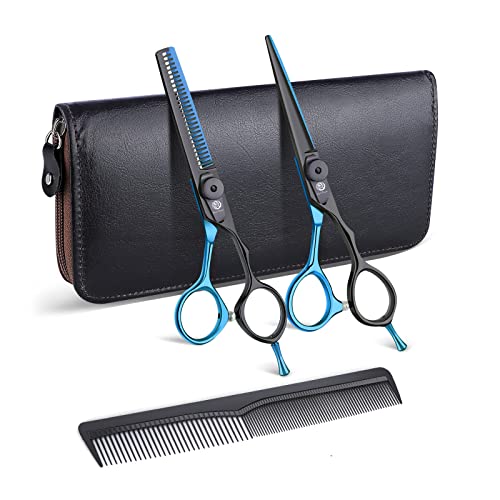 Purple Dragon Purple Hairdressing Scissors Set 5.5 Inch Hair Cutting & Thinning Scissors Kit for Men Women Kids Home Salon Barber