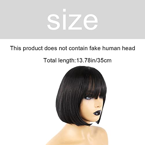 Black Bob Wig with Fringe Straight,Short Synthetic Straight Wig for Women,Bob Hair Wig Party Cosplay Costume for Women Ladies