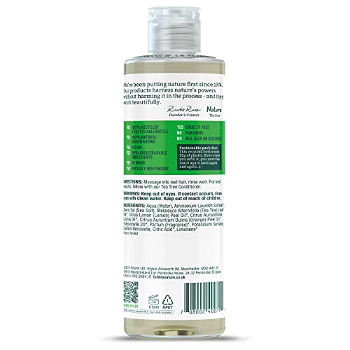 Faith In Nature Natural Tea Tree Shampoo, Cleansing, Vegan & Cruelty Free, No SLS or Parabens, For Normal to Oily Hair, 400ml