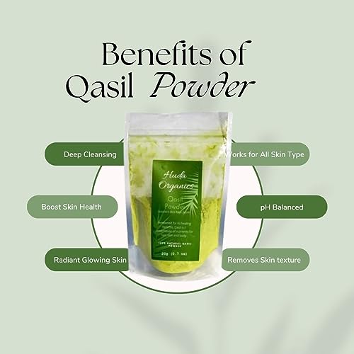 Hud Organics Qasil Powder Somali Natural Face Scrub & Mask, 3-1 Organic Care for All Skin Types, Deep Cleansing, Exfoliating, & Hydrating, Blackh