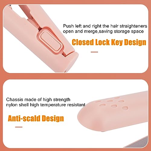 Mini Dual-Purpose Curling Iron,2 in 1 Hair Straightener and Curler,USB Rechargeable Hair Curler Iron,Ceramic Mini Hair Curling Iron for Short Lon