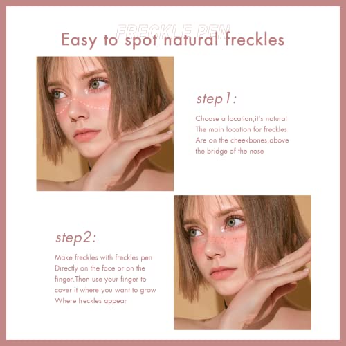 Riceel 2 Colors Freckle Pen, Freckle Makeup Pen Waterproof Long-wearing Soft Dot Spot Pen for Natural Lifelike Makeup (Light Brown+Dark Brown)