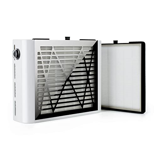 INMAKER Nail Dust Collector with 2 Reusable Filters, 60W Power Manicure for Dust Collector Nail Salon, Professional Vacuum Nail Dust Extractor fo