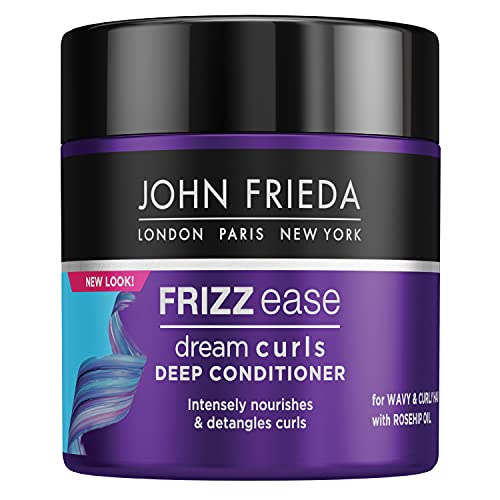 John Frieda Frizz Ease Dream Curls Deep Conditioner 250ml, Intensively Nourishing Hair Mask for for Naturally Wavy and Curly Hair