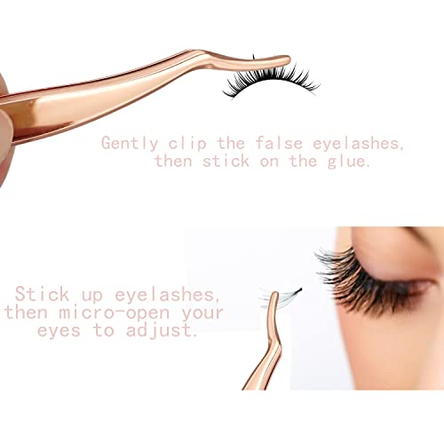 Erised's Bifrost Eyelashes Applicator Tool Eyelash Extension Tweezers Remover Clip Tweezers Nipper,lash Lift (Rose Gold)