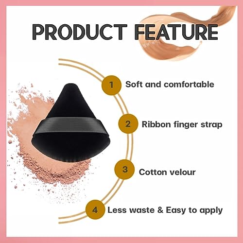 Premium Powder Puff Set Of 2, Makeup Sponge, Triangle Powder Puff Is Soft On Your Skin, Powder Puff Face Triangle Sleek Design And Finger Strap M