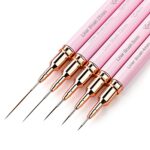 Nail Art Liner Brushes - Eptbsdu 5PC Nail Art Brush for Long Lines, Liner Brush UV Gel Polish Painting Nail Design Brush Metal Handle Nail Drawin