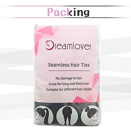 Dreamlover Thick Hair Bands for Women, Black Hair Ties No Damage, Soft Hair Bobbles for Thick Hair, 50 PCS