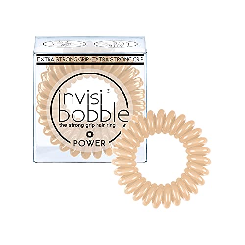 invisibobble POWER Hair Ties, True Black, 3 Pack - Extra Strong Grip, Waterproof, Traceless - Perfect for Sports, Suitable for All Hair Types
