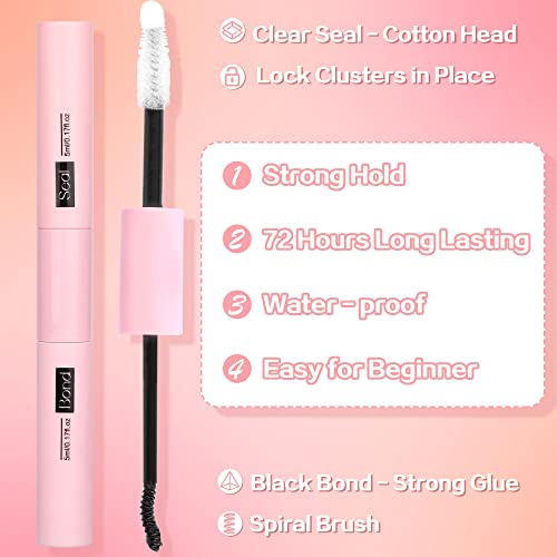 DIY Lash Extension Kit 200pcs Lash Clusters with Bond and Seal Individual Lashes Kit Cluster Lashes Wispy C D Curl False Eyelash Clusters by Ruai