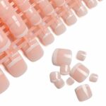 LIARTY 280pcs Artificial Natural French Short False Toe Nails Acrylic Feet Nail Tips Full Cover Fake Toe Nails(12 Different Size)