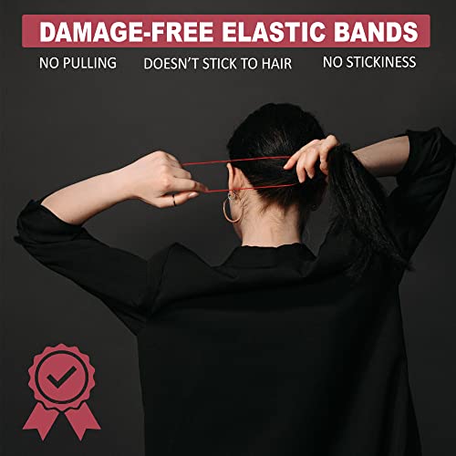 Exousia Clear Elastic Hair Bands 500 Pcs 170mm strong with Hook–Soft for Band Removal, Elastic Hair Ties for Women, Girls & Kids Clear Rubber Ban
