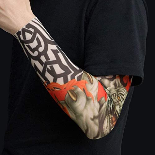 NINVVS 8 fake temporary tattoo arm sets, outdoor sunscreen elastic hand sleeves, neutral cool and handsome tattoos, fashionable body art decorati