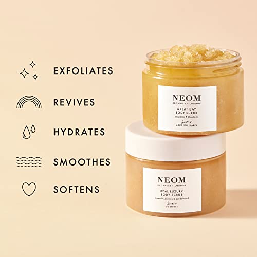 NEOM- Great Day Body Scrub | Luxury Body Scrub with Organic Sugar, Vitamin E & Jojoba Oil | Wild Mint & Mandarin Fragrance | Scent To Make You Ha