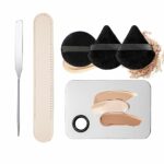 6 Pack Makeup Spatula Korean Foundation Spatula Picasso Makeup Spatula Korean Makeup Mixing Palette with Black Triangle Powder Puff