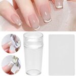 NICENEEDED Nail Art Stamper with Scrapers, Transparent Soft Clear Stamper for French Smile Line Tools, Nail Art Stamping Stamper for Manicure Too