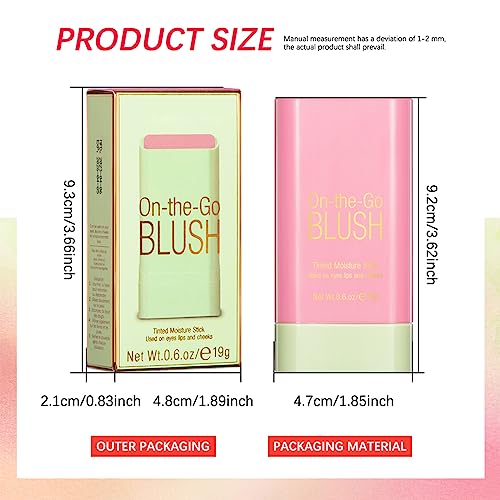 Erinde 3 in 1 Blush Stick for Cheeks Lips Eyes, Moisturing Face Blush, Natural Matte Cream Blush, Easy to Blend, Multi-Use Cheek Tint for All Ski